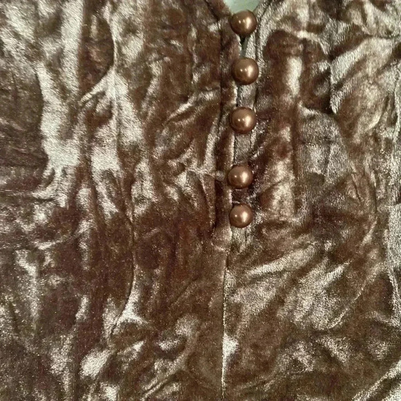 Silence + Noise Corina Velvet Brown Asymmetrical Short Sleeve Whimsygoth Dress S - Picture 8 of 11